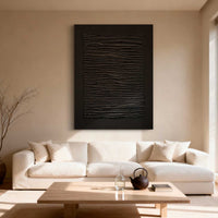 "Midnight Silent Form" is a 100% hand-painted minimalist abstract created with professional oil and acrylic paints on high-quality canvas. Its black palette and visible textured strokes give every piece authentic handmade variation and tactile depth.