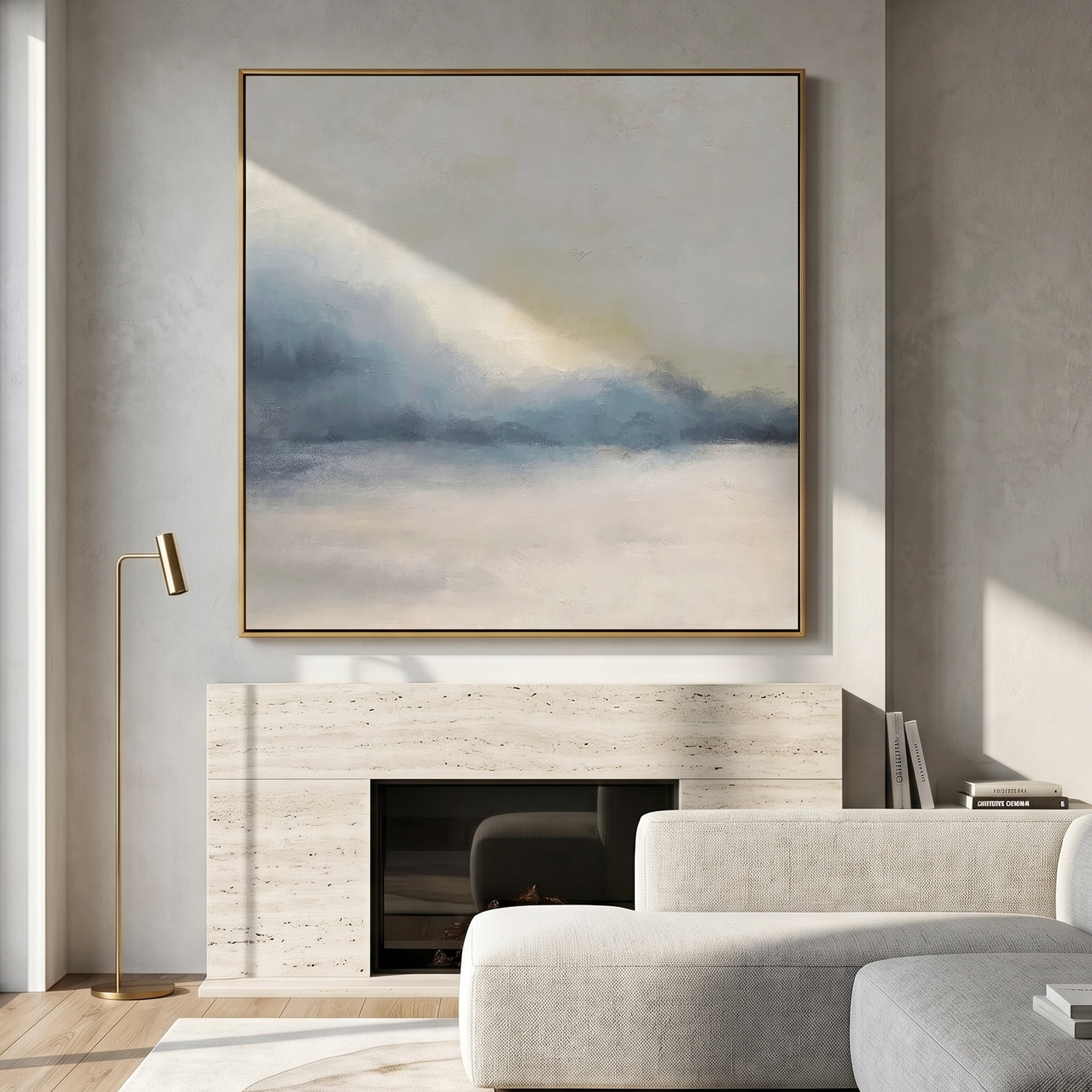 "Ethereal Dawn" – Soft Blended Abstract Oil Painting | Minimalist Morandi Mist Seascape | Warm Contemporary Wall Art #WS 232