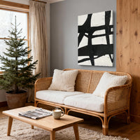 "Midnight Subtle Passage" is a 100% hand-painted minimalist abstract created with professional oil and acrylic paints on high-quality canvas. Its black & white palette and visible textured strokes give every piece authentic handmade variation and tactile depth.