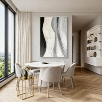 "Midnight Quiet Structure" is a 100% hand-painted minimalist abstract created with professional oil and acrylic paints on high-quality canvas. Its black & grey palette and visible textured strokes give every piece authentic handmade variation and tactile depth.