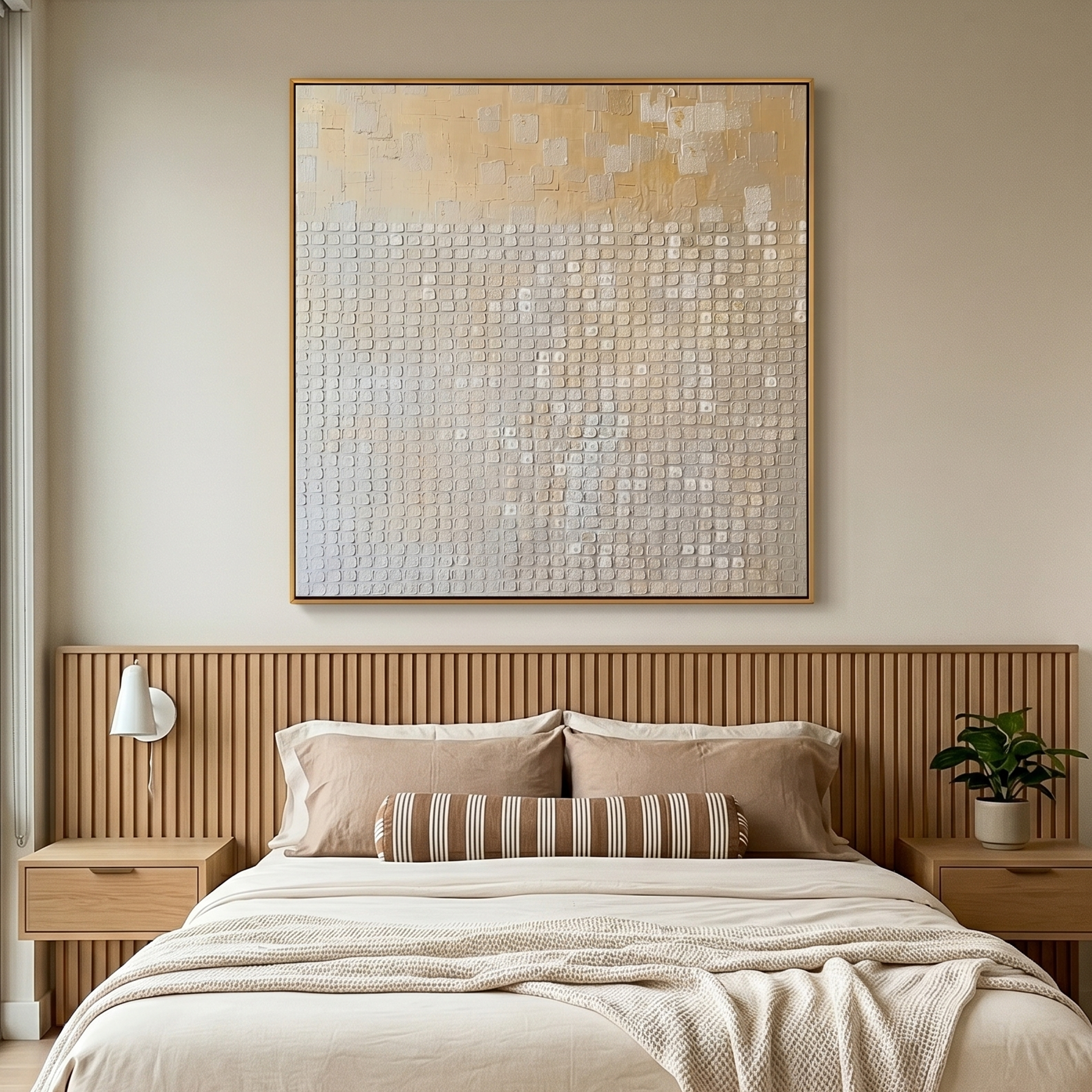 "Chronicle of Light" – Modern 3D Heavy Impasto Relief | Minimalist Champagne Gold Matrix Statement Art #WS 229