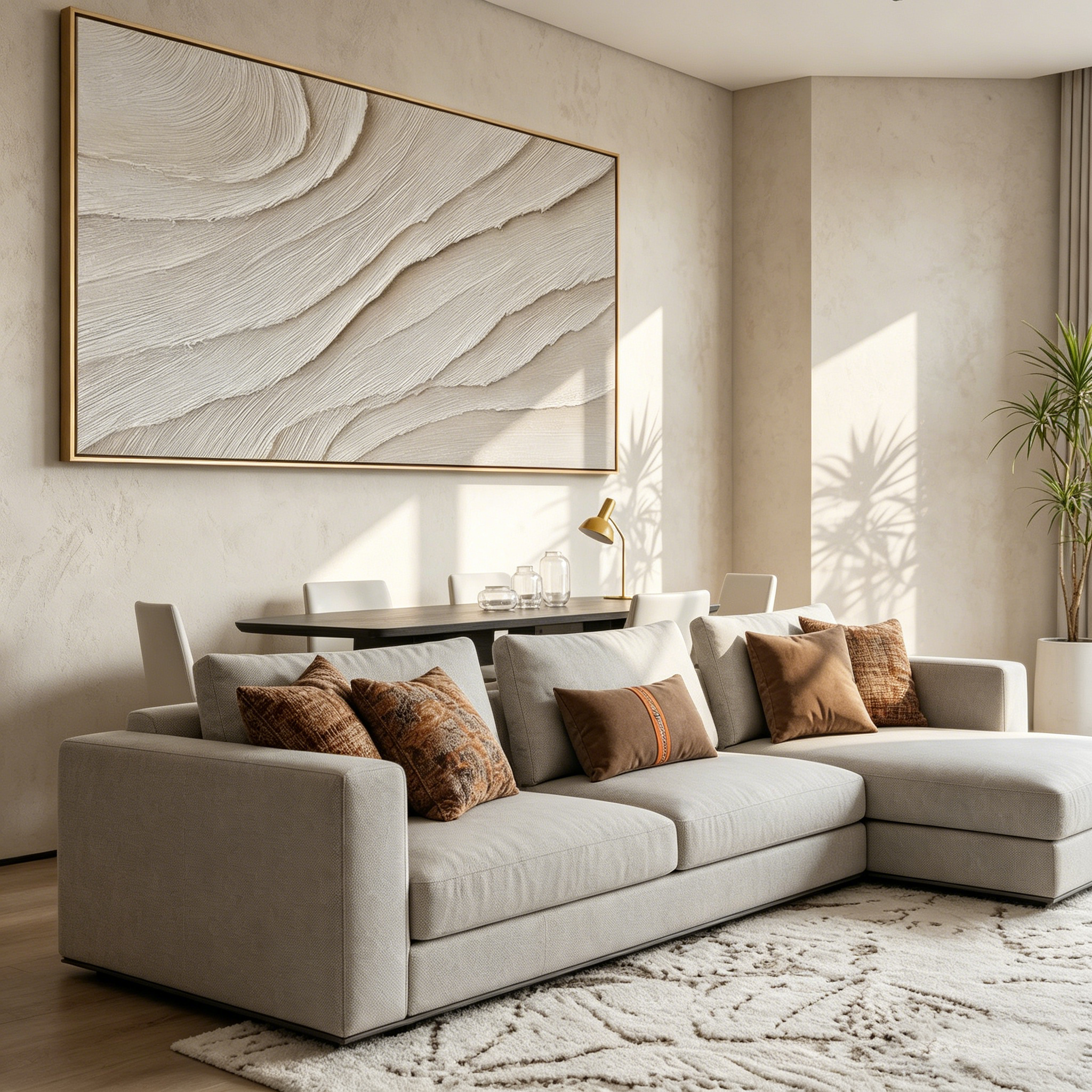 "Sands of Silence" – 3D Sculptural Scalloped Heavy Impasto | Minimalist Creamy Wabi-Sabi Horizontal Gallery Art #WS 241
