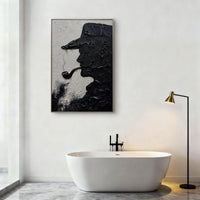 "Midnight Shared Moment" is a 100% hand-painted figurative artwork created with professional oil and acrylic paints on high-quality canvas. Its black & white palette and visible textured strokes give every piece authentic handmade variation and tactile depth.