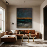 "Azure Modern Reverie" is a 100% hand-painted abstract artwork created with professional oil and acrylic paints on high-quality canvas. Its blue & green palette and visible textured strokes give every piece authentic handmade variation and tactile depth.
