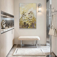 "Verdant Botanical Echo" is a 100% hand-painted floral artwork created with professional oil and acrylic paints on high-quality canvas. Its green palette and visible textured strokes give every piece authentic handmade variation and tactile depth.