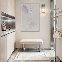 "White Textured Abstract" is a 100% hand-painted abstract artwork created with professional oil and acrylic paints on high-quality canvas. Its white palette and visible textured strokes give every piece authentic handmade variation and tactile depth.