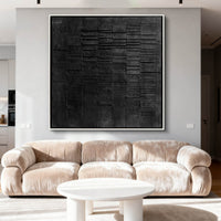 "Midnight Subtle Passage" is a 100% hand-painted minimalist abstract created with professional oil and acrylic paints on high-quality canvas. Its black palette and visible textured strokes give every piece authentic handmade variation and tactile depth.