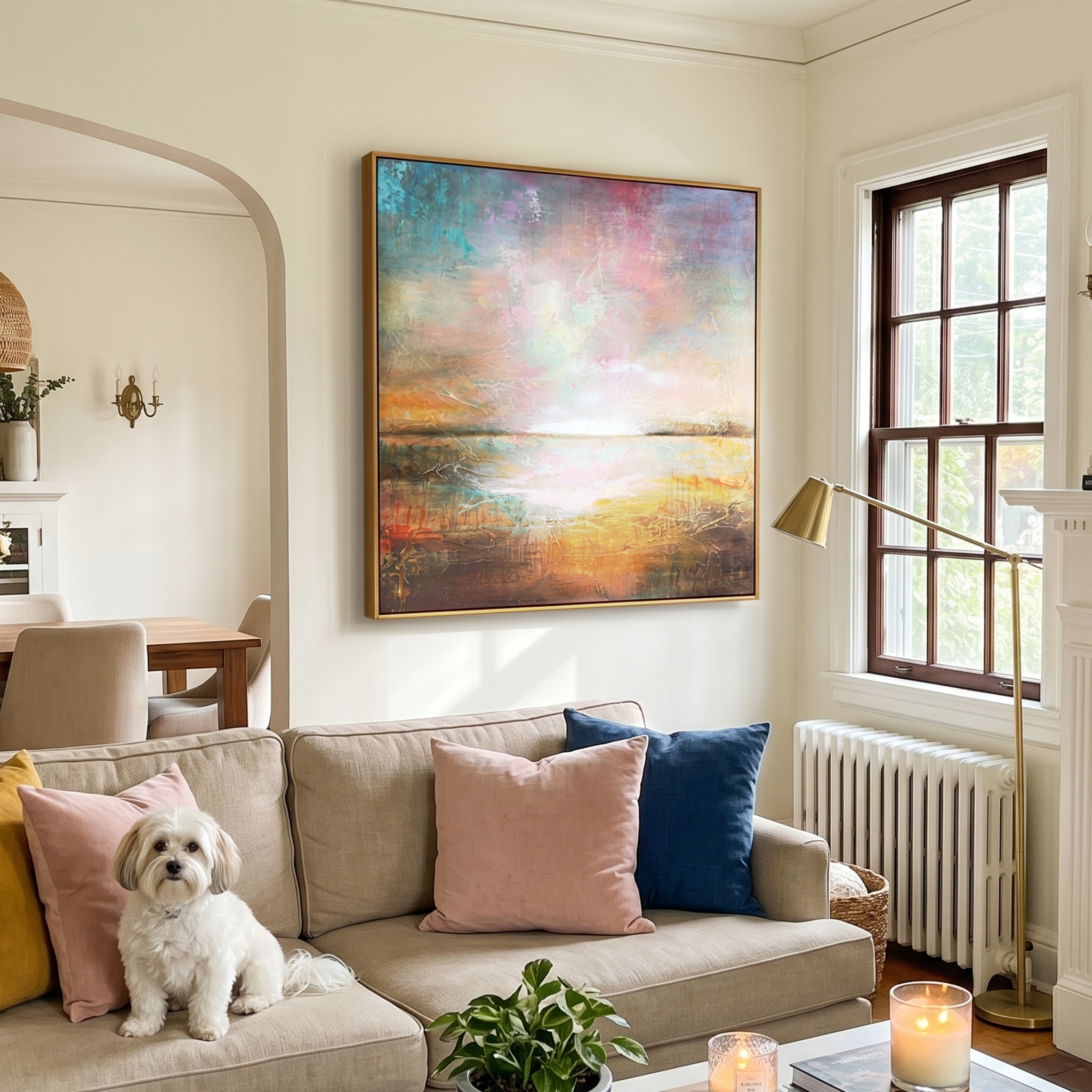 "Vivid Horizon" – Modern Ethereal Impressionist Abstract | Dreamy Pastel & Earth Tone Statement Wall Art #AB1020