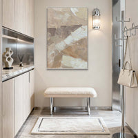 "Sand Quiet Balance" is a 100% hand-painted minimalist abstract created with professional oil and acrylic paints on high-quality canvas. Its beige & brown palette and visible textured strokes give every piece authentic handmade variation and tactile depth.