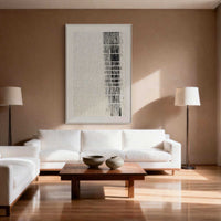 "Black Reed Contrast" - Minimal Wabi-Sabi Textured Art | Black White 3D Linear Relief Canvas Painting | Luxury Vertical Wall Art #WS 139