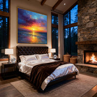 "Eternal Radiance" – Modern Impressionist Sunset Seascape Impasto Painting | Luxury Bold Statement Wall Art#BE038