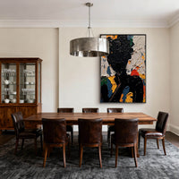 "Midnight Silent Muse" - Abstract Figurative Art | 3D Black & Red Impasto Canvas Painting | Luxury Vertical Wall Art #PT 396