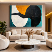 "Sand Graphic Balance" is a 100% hand-painted geometric abstract created with professional oil and acrylic paints on high-quality canvas. Its beige & black palette and visible textured strokes give every piece authentic handmade variation and tactile depth.
