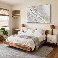 "Ivory Textured Passage" - Modern Abstract Art | 3D White Impasto Canvas Painting | Luxury Horizontal Wall Art #PT 405