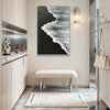 "Midnight Quiet Balance" - Minimalist Abstract Art | 3D Black & White Impasto Canvas Painting | Luxury Vertical Wall Art #PT 418