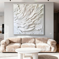 "Ivory Organic Echo" is a 100% hand-painted abstract artwork created with professional oil and acrylic paints on high-quality canvas. Its white palette and visible textured strokes give every piece authentic handmade variation and tactile depth.