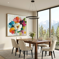 "Blooming Promise" – 100% Hand-Painted Palette Knife Heavy Texture Floral Oil Painting | Modern Vibrant Wall Art for Living Room/Dining Room#FL323