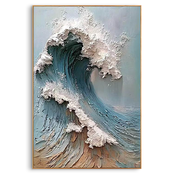 "The Great Surge" – 3D Sculptural Heavy Impasto Wave Painting | Luxury Coastal Mansion Statement Wall Art#PT 140
