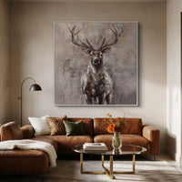 "Silver Noble Presence" is a 100% hand-painted animal-inspired artwork created with professional oil and acrylic paints on high-quality canvas. Its grey palette and visible textured strokes give every piece authentic handmade variation and tactile depth.
