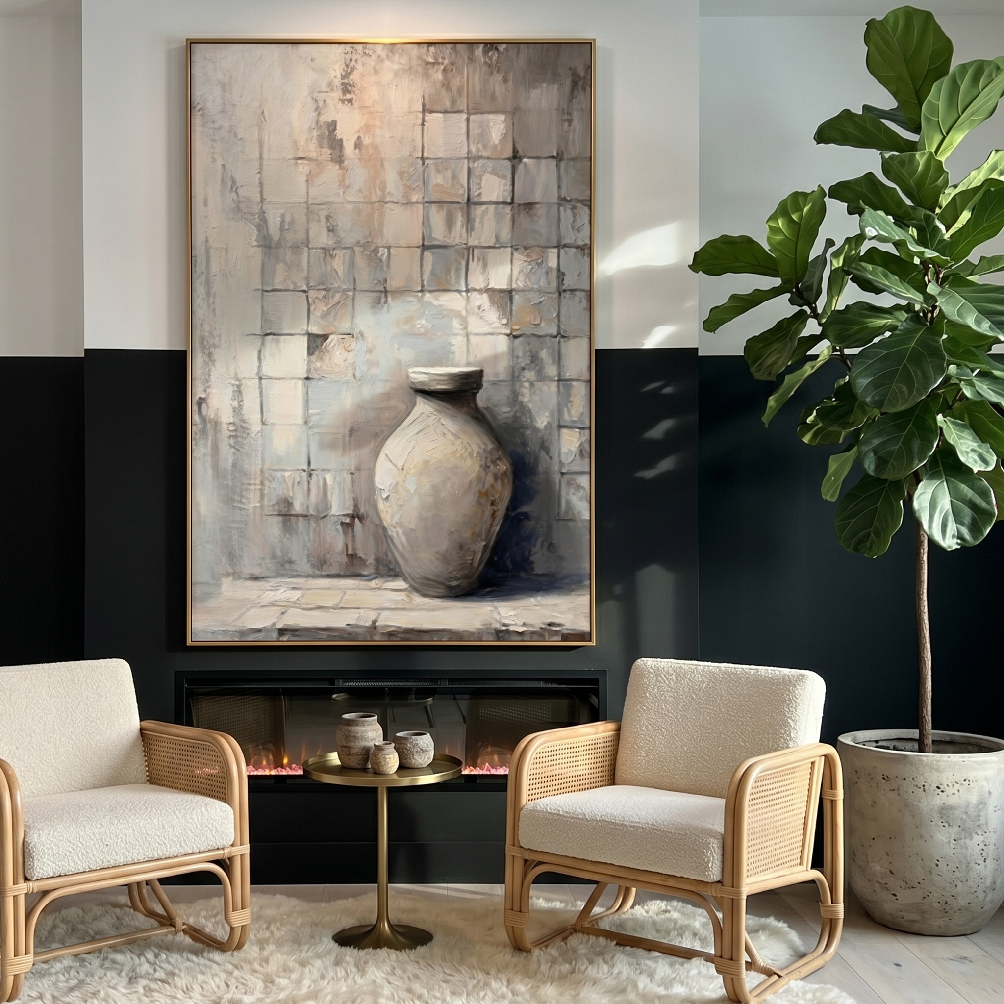 "The Ancient Vessel" – Wabi-Sabi Textured Still Life | Modern Morandi Gray Abstract Painting | Sophisticated 3D Impasto Wall Art#MI146