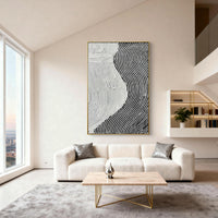 "Midnight Essential Rhythm" is a 100% hand-painted minimalist abstract created with professional oil and acrylic paints on high-quality canvas. Its black & grey palette and visible textured strokes give every piece authentic handmade variation and tactile depth.