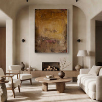 "Burnt Clay Field" - Modern Wabi-Sabi Abstract Painting | Brown Textured Canvas Art | Luxury Vertical Wall Art #WS 087
