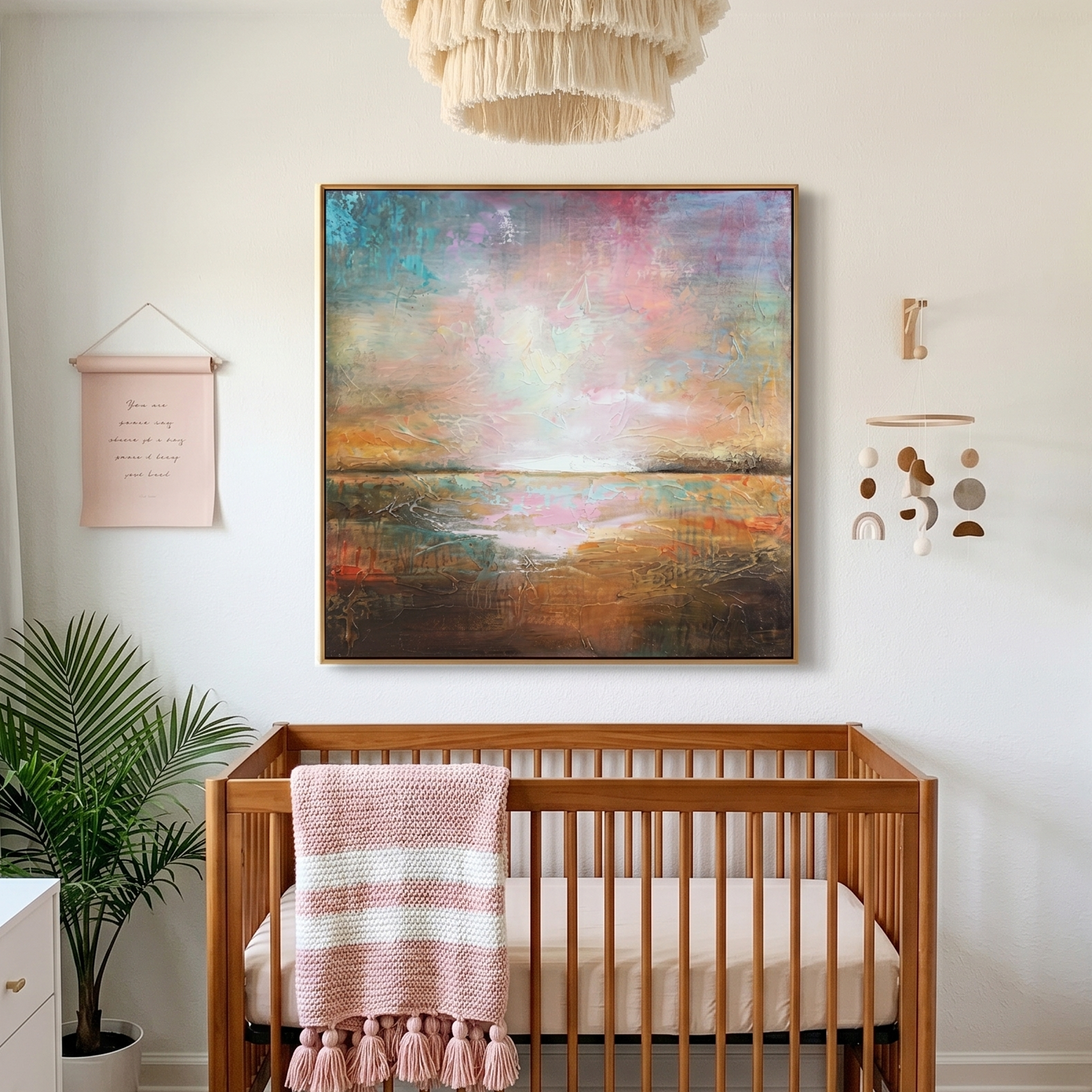 "Vivid Horizon" – Modern Ethereal Impressionist Abstract | Dreamy Pastel & Earth Tone Statement Wall Art #AB1020