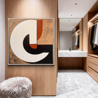 "Midnight Modern Construct" is a 100% hand-painted geometric abstract created with professional oil and acrylic paints on high-quality canvas. Its black & brown palette and visible textured strokes give every piece authentic handmade variation and tactile depth.
