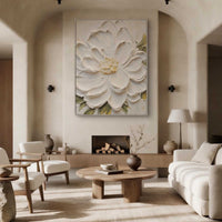 "Verdant Flowering Rhythm" is a 100% hand-painted floral artwork created with professional oil and acrylic paints on high-quality canvas. Its green & white palette and visible textured strokes give every piece authentic handmade variation and tactile depth.