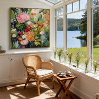 "Lush Secret Grove" – Romantic Expressionist Floral Oil Painting | Vintage French Forest-Style Statement Wall Art#FL301
