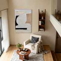 "Sand Silent Form" is a 100% hand-painted minimalist abstract created with professional oil and acrylic paints on high-quality canvas. Its beige & black palette and visible textured strokes give every piece authentic handmade variation and tactile depth.