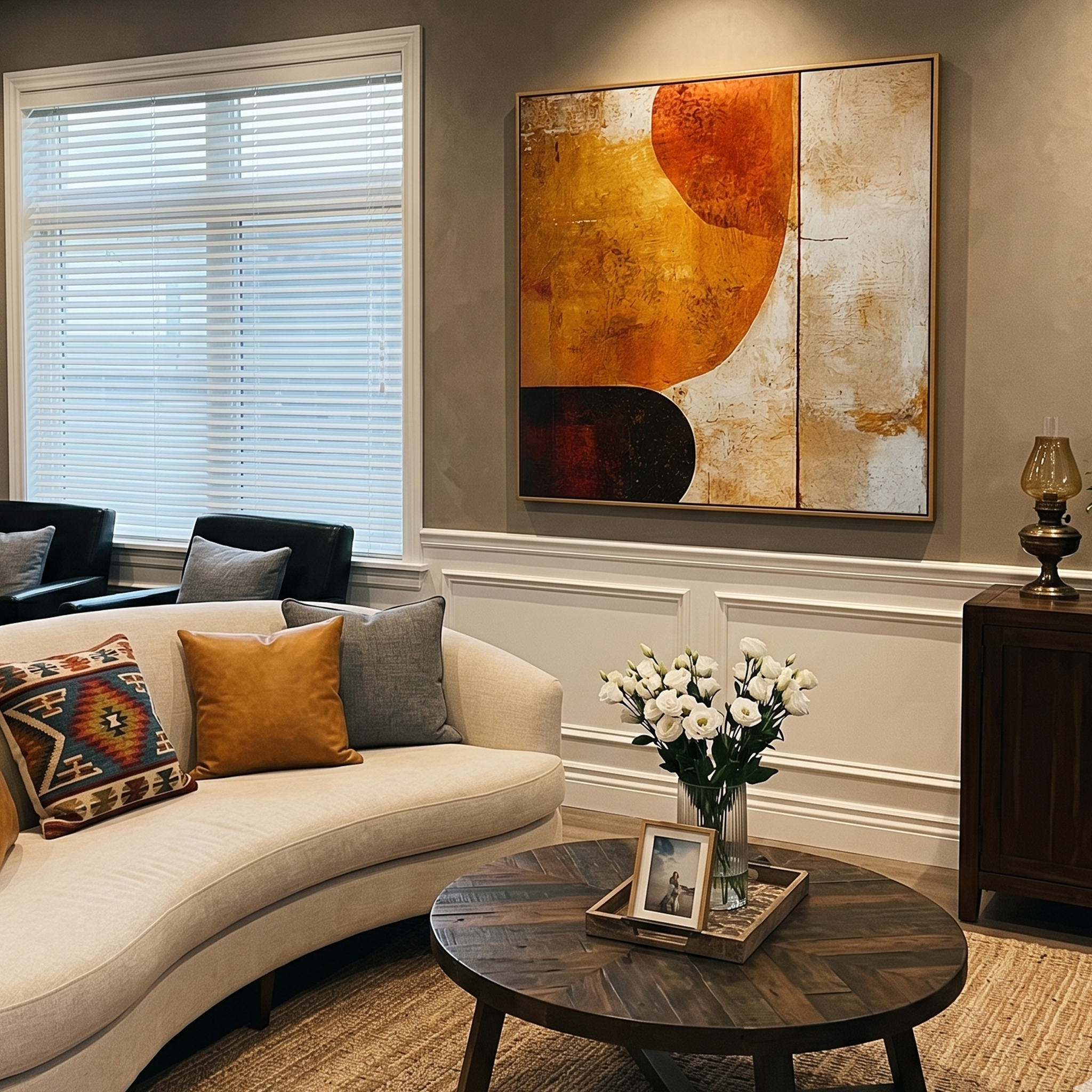 "The Amber Epoch" – Retro Earth Tone Geometric Abstract | Hand-Textured Distressed Relief | Sophisticated 3D Mid-Century Wall Decor #AB1024