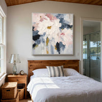 "Midnight Blossom Drift" is a 100% hand-painted floral artwork created with professional oil and acrylic paints on high-quality canvas. Its black & grey palette and visible textured strokes give every piece authentic handmade variation and tactile depth.