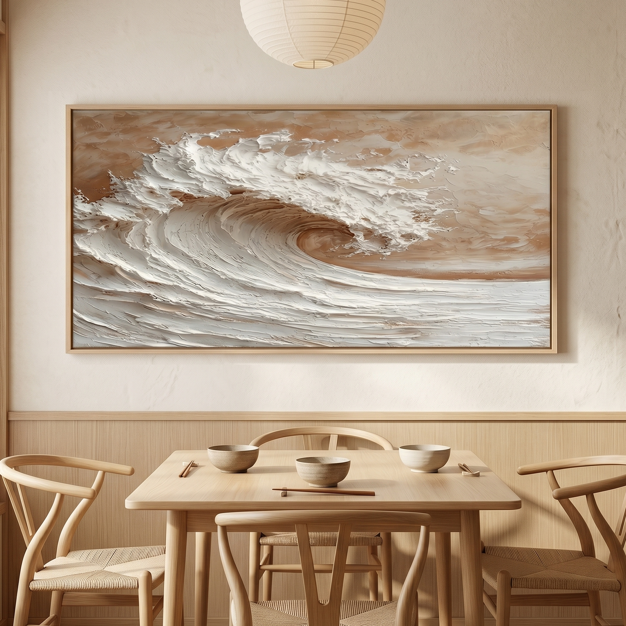 "The Amber Tide" – 3D Sculptural Heavy Impasto Wave | Modern Earth Tone Textured Horizontal Statement Art #PT 543