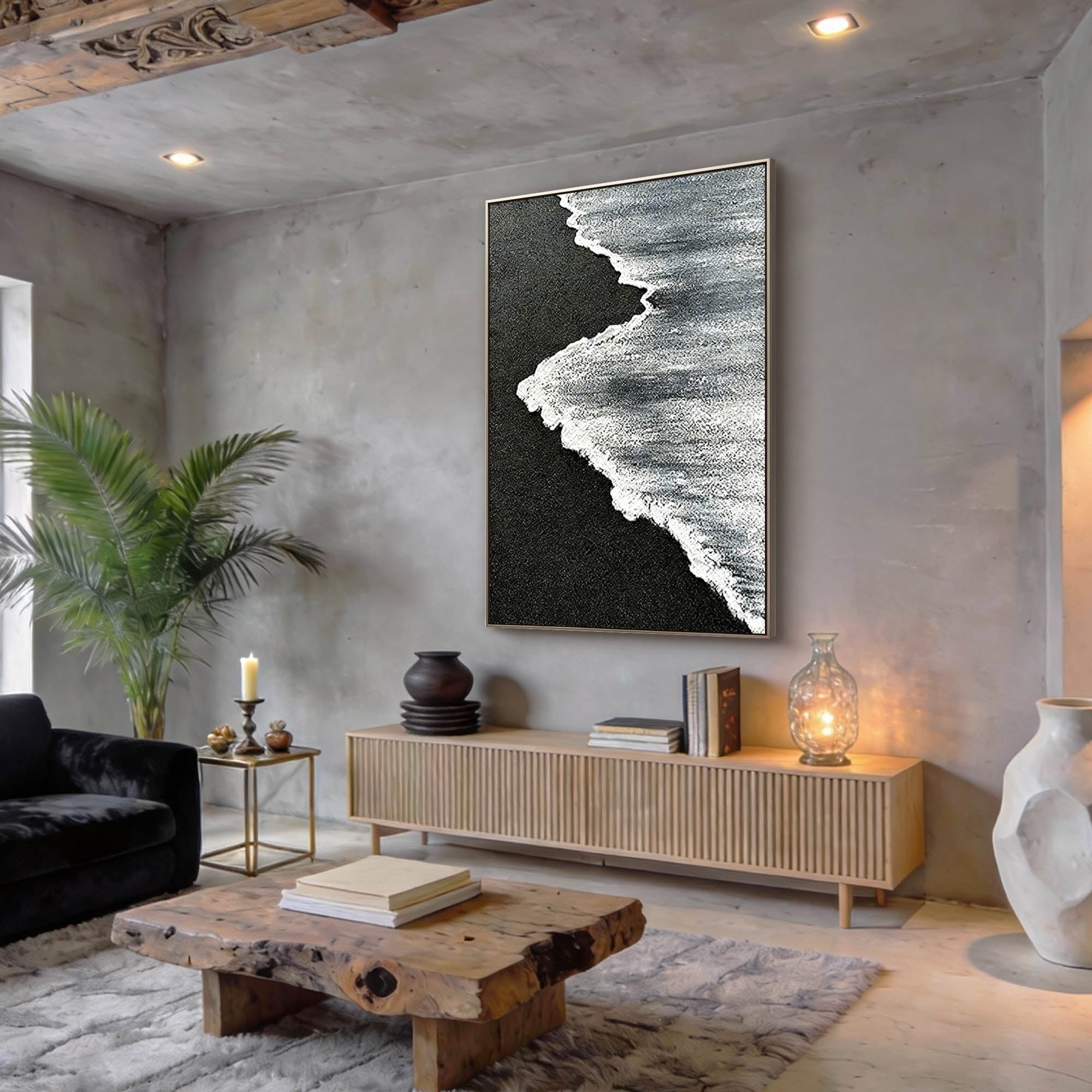 Hand-Made Zen Plaster Art #PT 418 - 3D Ripple Textured Wall Art