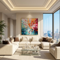 "Chromatic Burst" – Radiant Impasto Abstract Explosion Oil Painting | Modern Dynamic Statement Wall Art #PT529