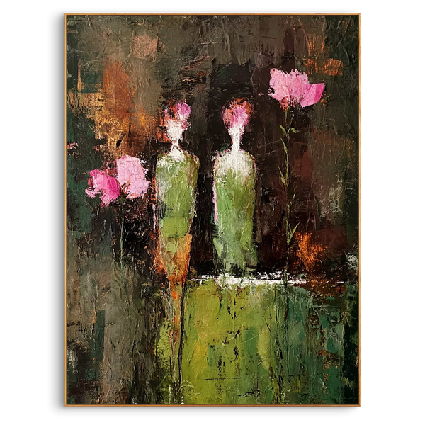 "Valley Echoes" – Neo-Expressionist Heavy Impasto Abstract | Moody Dark Green Textured Gallery Art #PE464