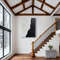 "Midnight Quiet Harbor" is a 100% hand-painted seascape created with professional oil and acrylic paints on high-quality canvas. Its black & white palette and visible textured strokes give every piece authentic handmade variation and tactile depth.