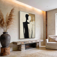 "Sand Human Rhythm" is a 100% hand-painted figurative artwork created with professional oil and acrylic paints on high-quality canvas. Its beige & black palette and visible textured strokes give every piece authentic handmade variation and tactile depth.