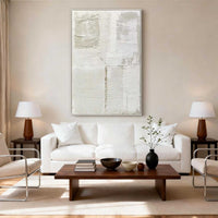 "White Plaster Balance" - Modern Wabi-Sabi Abstract Relief Art | White Textured Canvas Painting | Luxury Vertical Wall Art #WS 151