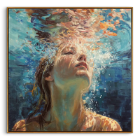"Deep Blue Breath" – Impressionist Underwater Woman Oil Painting | Serene Light & Shadow Figurative Wall Art#PE369