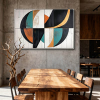 "Sand Architectural Echo" is a 100% hand-painted geometric abstract created with professional oil and acrylic paints on high-quality canvas. Its beige & black palette and visible textured strokes give every piece authentic handmade variation and tactile depth.