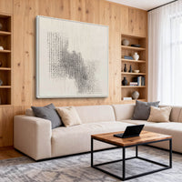 "Sand Quiet Structure" is a 100% hand-painted minimalist abstract created with professional oil and acrylic paints on high-quality canvas. Its beige & black palette and visible textured strokes give every piece authentic handmade variation and tactile depth.
