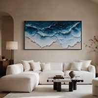 "Beach & Ocean Art" is a 100% hand-painted seascape created with professional oil and acrylic paints on high-quality canvas. Its beige & blue palette and visible textured strokes give every piece authentic handmade variation and tactile depth.