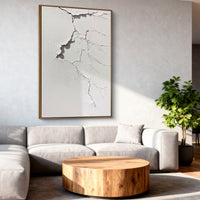 "Ivory Quiet Structure" is a 100% hand-painted minimalist abstract created with professional oil and acrylic paints on high-quality canvas. Its white palette and visible textured strokes give every piece authentic handmade variation and tactile depth.