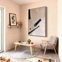 "Sand Layered Current" is a 100% hand-painted abstract artwork created with professional oil and acrylic paints on high-quality canvas. Its beige & black palette and visible textured strokes give every piece authentic handmade variation and tactile depth.