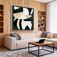 "Sand Shifting Horizon" is a 100% hand-painted abstract artwork created with professional oil and acrylic paints on high-quality canvas. Its beige & black palette and visible textured strokes give every piece authentic handmade variation and tactile depth.