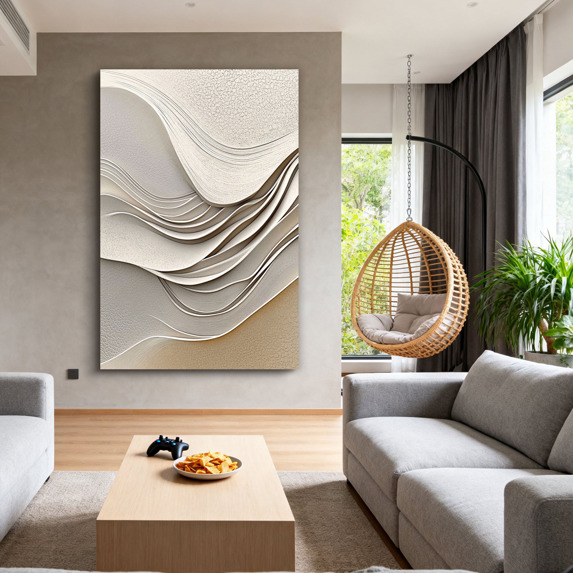 Brown Beige Abstract Textured Wall Art | Textured Vertical Canvas Art