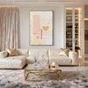 "Sand Muted Space" - Minimalist Abstract Art | 3D Beige & Pink Impasto Canvas Painting | Luxury Vertical Wall Art #PT 333
