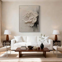 "Midnight Botanical Echo" is a 100% hand-painted floral artwork created with professional oil and acrylic paints on high-quality canvas. Its black & white palette and visible textured strokes give every piece authentic handmade variation and tactile depth.